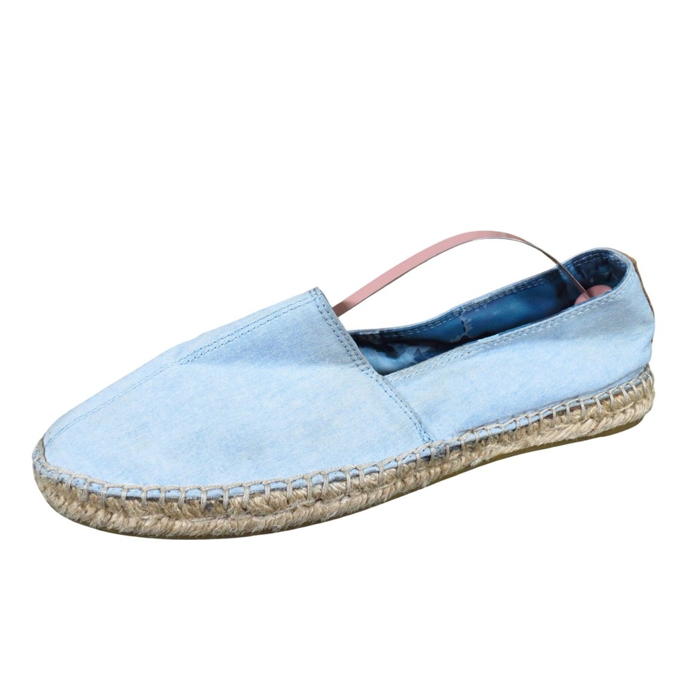 Joy & Mario Women Espadrille Slip On Flat Size 9W Summer Travel Light Blue Denim